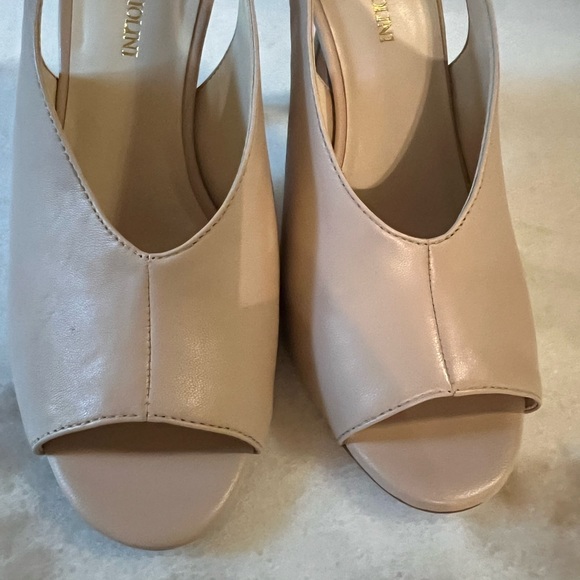 Brand New Enzo Angiolini Cream Heel Peeptoe Pumps Size 7 Sandals - Picture 4 of 11